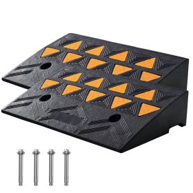 Rubber Curb Ramp 2 Pack, 4.3" Rise Height Heavy-Duty 33069 lbs/15 T Capacity Threshold Ramps, Driveway Ramps with Stable Grid Structure for Cars