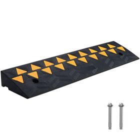 Rubber Curb Ramp 3.7" Rise Height Sidewalk Curb Ramp, 10" Width 39.4" Length Driveway Ramp for Curb, 15T Heavy Duty Rubber Ramp for Forklifts, Tr
