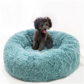 Round Long Hairy Autumn And Winter Nest Pad Cat Mattress (Option: Green-110cm)