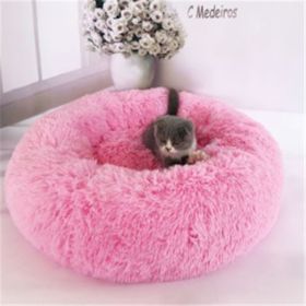 Round Long Hairy Autumn And Winter Nest Pad Cat Mattress (Option: Bright powder-100cm)