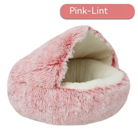Pet Cat Bed Semi Enclosed Dog House (Option: Pink-100cm-Short plush)