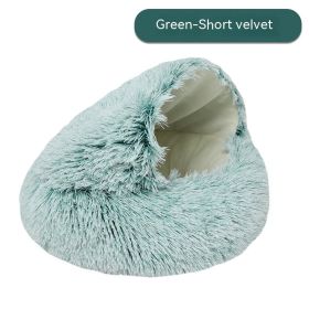 Pet Cat Bed Semi Enclosed Dog House (Option: Green-100cm-Short plush)