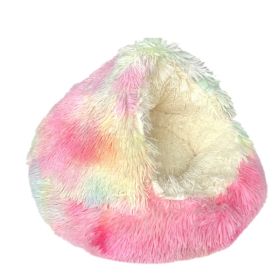 Pet Cat Bed Semi Enclosed Dog House (Option: Rainbow-100cm-Plush)