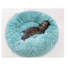 Round Long Hairy Autumn And Winter Nest Pad Cat Mattress (Option: Green-60cm)