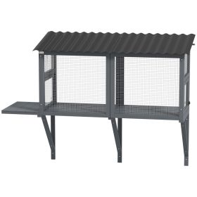 Wooden Cat Catio, Outdoor Cat Enclosure Window Perch with Jumping Platform, for Safely Enjoying Outdoor Sights, Gray (Option: Gray-740x615x205 mm)