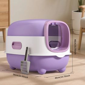 E Classic Purple Cat Litter Box - Simple And Practical, Large Space, High Cost Effective Choice (Option: defaulttitle)