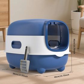 E Classic Blue Cat Litter Box - Simple And Practical, Large Space, High Cost Effective Choice (Option: defaulttitle)