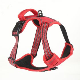 Dog Harness No Pull Breathable Reflective Pet Harness Vest (Option: Red-L)