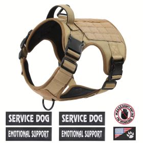 Tactical Pet Chest Service Dog Harness Vest Adjustable Reflective Dog Harness Metal Buckle Hiking Training (Option: Brown-M)