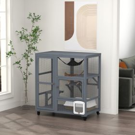Cat House, Indoor Cat Enclosure on Wheels with Openable Top, 39" (Option: Light Gray-650x255x1080 mm)