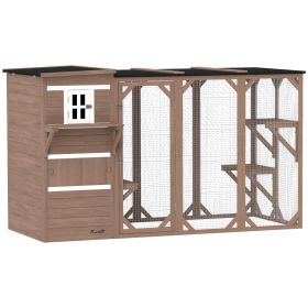 Large Outdoor Cat House for 3 Kitties, Multi-Level Design with Big Hiding Areas 2 Stories & Multiple Platforms Cat Condo (Option: Brown-1210x810x180 mm)