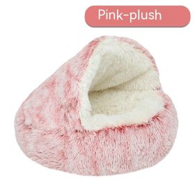 Pet Cat Bed Semi Enclosed Dog House (Option: Pink-100cm-Plush)